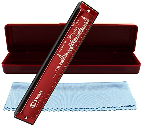Arpa de órgano de boca, armónica, 24 agujeros, clave de C, diatónica, polifónica, blues, instrumento musical profesional para niños y adultos, regalo para principiantes