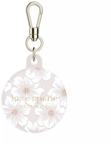 kate spade new york AirTag Holder with Gold Ring Clip - Protective Case for Apple AirTag - Hollyhock Cream