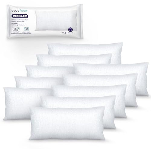 Aquafloow 10x Sachets de Granulés pour Déshumidificateur 450 g, Contrôle des Moisissures pour Pièces de 40 m² | Recharges Ultra-Absorbantes