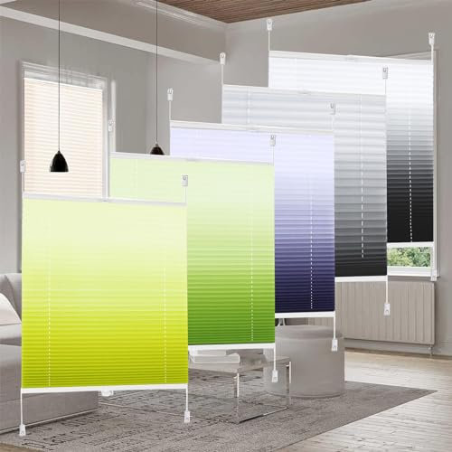 Plissee ohne Bohren Klemmfix 40 x 100 cm Sichtschutz und Sonnenschutz Plisseerollos Faltrollo Jalousie mit Klemmträger für Fenster & Tür, Grün