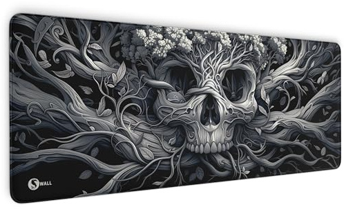 Gaming Mauspad XXL Skull Tree 80x30 cm 4 mm dick rutschfest Deskmat PC | Mousepad Tastaturunterlage extrem gleitfähige Oberfläche sauberen Rändern scharfem Druck und 4 mm Komfort