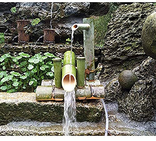 Brunnen Bambus Garten Kaskadenbrunnen Wasserauslauf für den Außenbereich, 100% handgefertigt (25 cm) (30 cm)