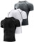 Niksa 3 Stück Kompressionsshirt Herren,Laufshirt Herren Kurzarm mit Unterarm Mesh kurzärmliges Funktionsshirt Atmungsaktiv Sportshirt Männer für Running Workout Fitness, Schwarz, Weiß, Grau, S