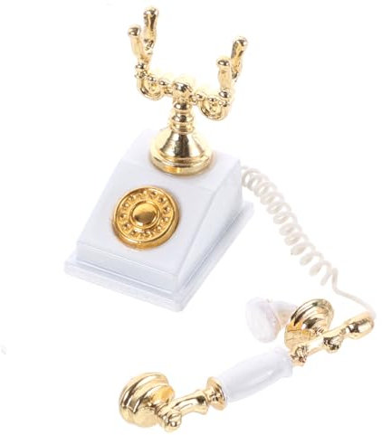 JOINPAYA Miniatur Retro Telefon Modell Für Puppenhaus Vintage Tischtelefon Deko Weißes Spielzeug Für Nostalgische Szenen Als Sammlerstück Und Schreibtischornament