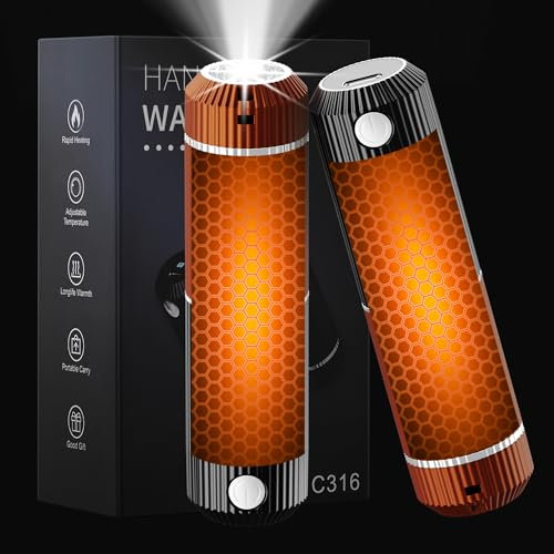 Wothfav Chauffe Main Rechargeable 5000mAh* 2 Packs, Chaufferette Main Électrique Magnétique, Chauffes Main Réutilisables, 5 Niveaux de Chaleur, USB Chauffe-Mains avec Lampe Torche pour Urgences