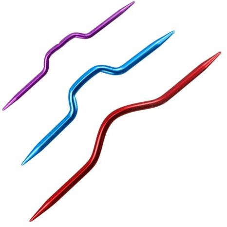 3Pcs Knitting Cable Needle Crooked Needle Twist Curved Hand Knit Needles Curved Crochet Hooks Aluminum Knitting Stitch Holders (Random Color)
