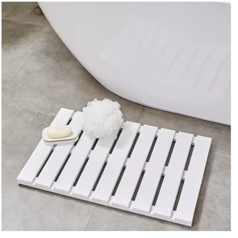 Luxuriöse, rutschfeste Holz-Badematte für Whirlpool-Badewanne, massives Nanmu-Holz, Entenbrett, wasserdicht, rechteckig, Matte für den Innen- und Außenbereich, weiß, 75 x 95 cm (B x L x L)