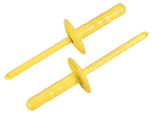 sourcing map 100 rivetti ciechi in alluminio da 9,6 x 1,9 cm, testa grande, multi presa, rivetti di fissaggio per metallo, mobili, automotive, giallo