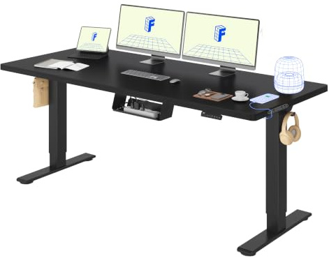 FLEXISPOT Höhenverstellbarer Schreibtisch elektrisch, Doppelmotor 180x80 cm