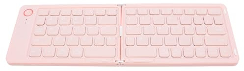 Lazmin112 Tastiera Bluetooth Piegabile, Tastiera Pieghevole Wireless 67 Tasti con Supporto per Supporto, Chiusura Magnetica, Ricaricabile Compatta per Laptop Tablet di Telefono (Rosato)
