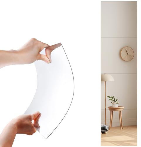 5 PCS Stick On Mirrors for Wardrobe Doors - 20X20cm Self Adhesive Acrylic Mirror, Safe Plexi-glass Mirror - Large Full Body Length Frameless Mirrors Tiles for Bathroom Bedroom Living Room Hallway