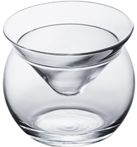 Casas de martini sin tallo con enfriador, juego de porción de caviar transparente de 150 ml, copas de cóctel fáciles de limpiar para martini, vino, licor cóctel sin tallo, enfriador de vidrio.