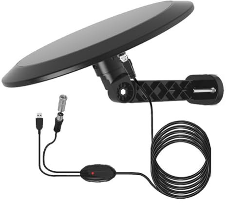 Eighosee Antenna TV Amplificata per Interno/Esterno con Coassiale di Alta Qualità da 10 Metri