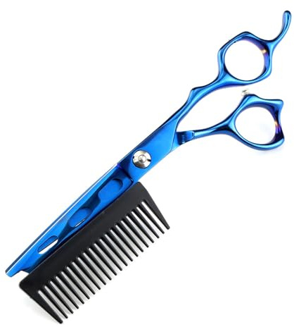 ASerZenith Tijeras Profesionales para Cortar el Pelo, 6 Pulgadas, Acero Jp440C, Azul, 2 en 1, con Peine, para Peluquero.