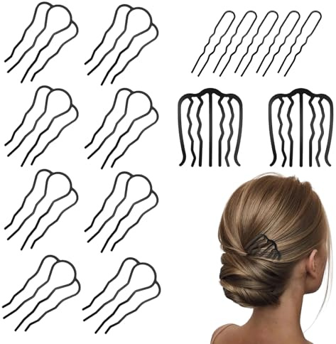 COZERI 15 Stück Steckkämme für Haare, steckkamm metall,U Förmige Metall Haarkämme mit 7/4/3 Zinken - French Comb Haarschmuck für Hochsteckfrisuren, Updo Bun und Tägliches Tragen