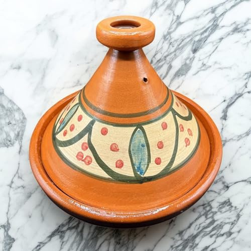 Tajine XL 35 cm en terre cuite peinte à la main - Casserole traditionnelle marocaine/tunisienne + Ebook gratuit 3107251027