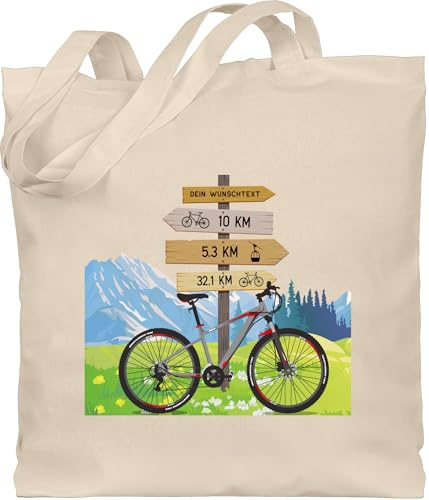 Geschenk mit Namen personalisiert by Shirtracer - Baumwolltasche - Radsport - Fahrrad Geschenk Fahrradfahrer mit Wunschtext personalisiert I Fahrradtour Berge I Radfahrer Geschenke Fahrradfans I Bike