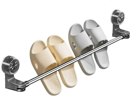 Suction Towel Bar for Shower,Wall Mounted Adjustable Towel Holder Rack | Space Saving Bathroom Accessories for Boat Bedroom Home Bathtub Dormitory Door Locker Room Apartment Poolside Tile