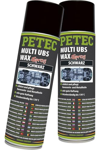 PETEC 2x 73460 Unterbodenschutz | 2x 73460 PETEC Multi Ubs Wax Kautschukbasis Black,