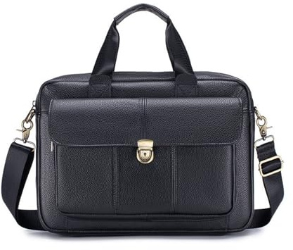 FANDARE Mode Ledermappe für Herren Aktentasche mit sicherem Schloss 14-Zoll-Laptoptasche mit abnehmbarem Trageriemen, bequemem Griff,Business Messenger Handtasche Professionelle für die Schulter