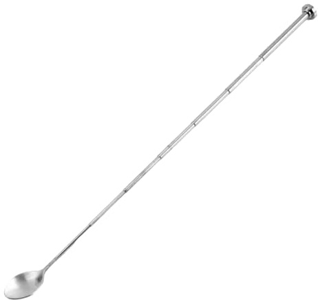 Cucchiaio telescopico da 44 cm, in acciaio inox, con manico lungo, cucchiaio da bar, cucchiaio da bar con manico lungo, cucchiaio per mescolare bevande, picnic, viaggi, barbecue
