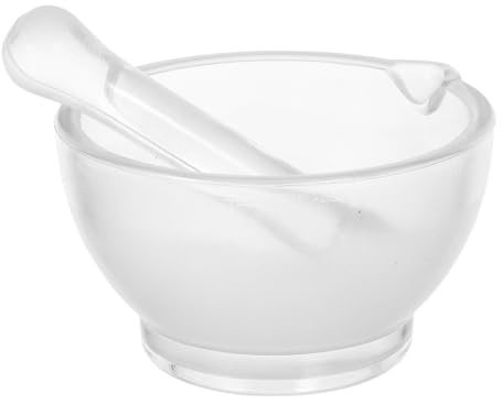 VALICLUD Mortero y Mano de Vidrio Transparente para Laboratorio y Cocina Mortero Mini para Molienda de Medicinas Especias Ajo y Polvo Herramienta Multifuncional para Farmacia y Ciencia