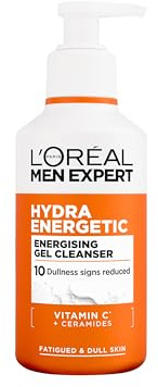 L'Oréal Men Expert Face Wash, Hydra Energetic Hydrating Face Cleanser 260ml | With Vitamin C & Ceramides to Deeply Cleanse with a Gentle Foam, Fight Fatigue Signs, Revitalizes Skin and Combat Dullness