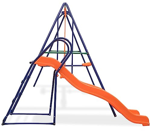 Generico Set Altalene con Scivolo e 3 Sedili Arancione