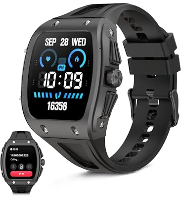 KSIX Smartwatch Hero 2 Go - Reloj Inteligente Hombre con Llamadas y Whatsapp, Pantalla Curva 1.76, Monitor de Salud, Sumergible IP68, Compatible con iPhone® y Android® - Negro