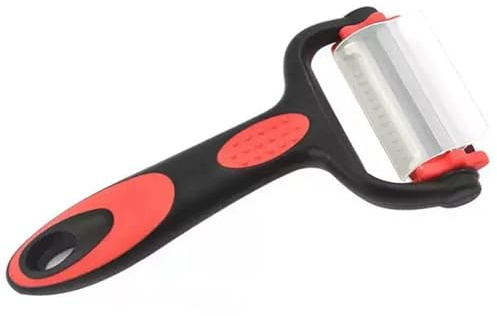 Pelador de verduras, pelador de patatas 3 en 1, cortador giratorio en juliana con tapa, de cocina ergonómico para frutas, zanahorias, patatas, rojo