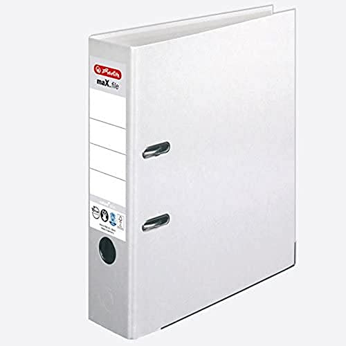 herlitz Ordner A4 maX.file nature plus, A4, 8 cm Rückenbreite, Weiß, aufgeklebtes Rückenschild, Kantenschutz, 1 Stück