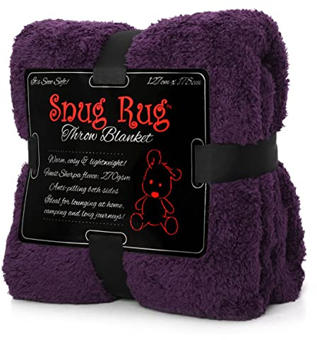 Snug Rug Manta de Forro Polar Sherpa de Lujo de edición Especial, 127 x 178 cm, para sofá, sofá, Manta Suave (Morado)