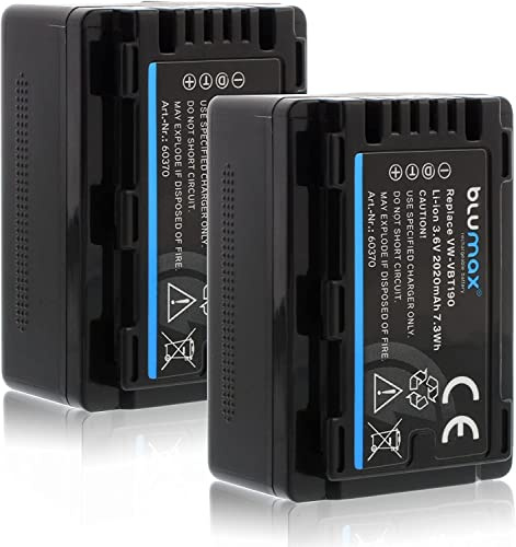 Blumax ersetzt VW-VBT190 Akku 2020mAh 3,6V 7,3Wh kompatibel mit Panasonic VW-VBT190 - (Nicht für VXF11 VX11 V808) für HC VXF999 VX878 VX989 V160 V180 V270 V380 V777 W570 W580 WX97