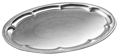 APS 00391 Partyplatte, oval, 46 x 34cm, Metall vernickelt und glanzverchromt, Rand eingerollt
