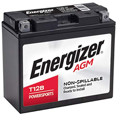 Energizer T12B AGM Motorcycle 12V Battery, 175 Cold Cranking Amps and 10 Ahr, Replaces: YTZ12B, YT12B-BS, and others, Black