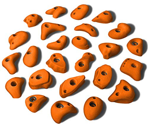 ALPIDEX 25 Klettergriffe S/M | Kleine Henkel | Schmale Leisten | Tritte | Größe S M | Hinterschneidungen Farben Formen | Klettersteine - Farbe:Sporty Orange