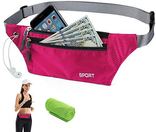Sac Banane Femme Homme Enfant Sport Ceinture de Course Etanche Sacoche Pochette Running Belt Réglable pour Argent Passeport Billets Téléphone Portable, Convient pour Escalade, Vélo, Voyage, Jogging