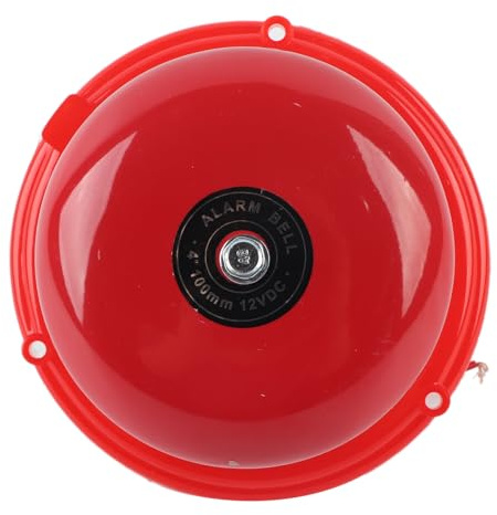 Elektrische Glocke 100dB Feueralarm mit 4 Zoll Edelstahl Gehäuse - Interner Schlag Typ für Brandschutz, Notfall Evakuierung in Schule, Fabrik, Werkstatt und Industrie (12V DC) Extra Laute Türklingel,