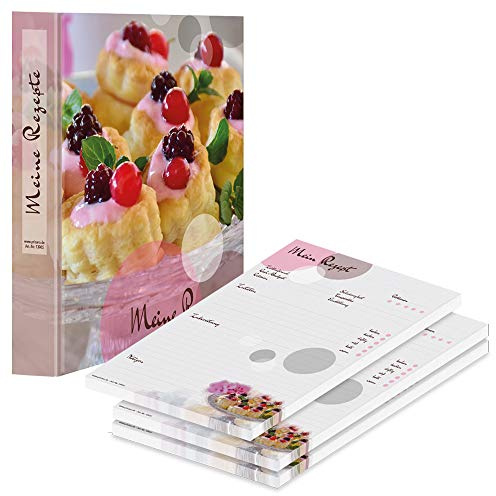 PRICARO Rezeptordner mit Rezeptblock Sweet Pate, A4