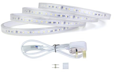 G.W.S® 2M High Voltage AC 220V-240V 2835 LED Strip Light with Plug Set, Warm White 3000K, IP65 Waterproof, Cuttable Every 10CM