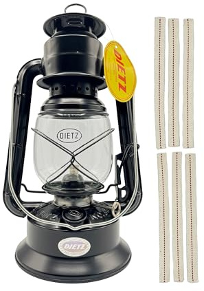 Light of Mine - Dietz #30 Little Wizard Black Oil Lantern with 5/8 Replacement Wick Strips (Black)