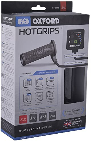 Oxford Security EL692UK Advanced Premium Sports UK Motorcycle Heated Grips/Hotgrips (EL692UK), Black