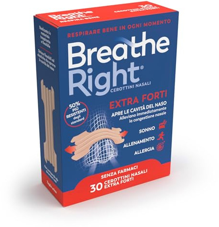Breathe Right Cerottini Nasali Classici Extra Forti - Strisce Nasali Ultra-Resistenti per Respirazione Libera, Diminuzione Russamento & Naso Chiuso - Taglia Unica - Confezione da 30 Pezzi