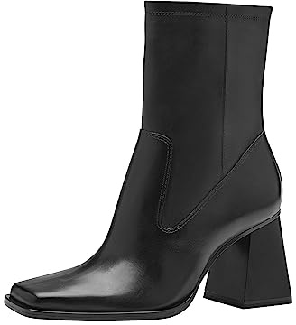 Tamaris Damen Boots mit Absatz Leder Blockabsatz; BLACK/schwarz; 37 EU