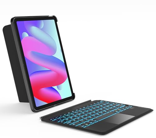 Inateck Tastatur Hülle für iPad Air 11 Zoll M3/M2 (2025/2024), Air 5/4 10.9 Zoll,iPad Pro 11 Zoll 4/3/2/1,QWERTZ, Hoch-/Querformat Ständer,Abnehmbare Touchpad mit 7-Farbiger Beleuchtung,KB04111