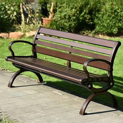 CMYCYDDPLY Sitzbank, Gartenbank, Outdoor-Bank, Robuste Parkbank mit Armlehnen und Rückenlehne, Rahmen aus Aluminiumguss, Stuhlbrett aus Zinklegierung (Color : A, Size : 180cm)
