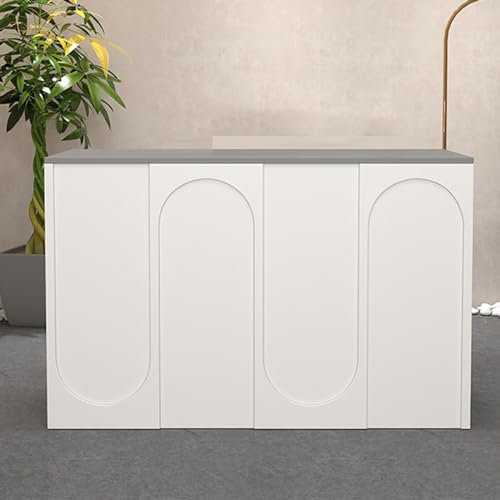 Moderner Empfangstresen, Empfangstresen, Einzelhandelskasse Am Empfang, Empfangstresen Mit Abschließbaren Schubladen Für Die Lobby, Schönheitssalon, Homeoffice-Schreibtisch(Color:Gray,Size:80cm)