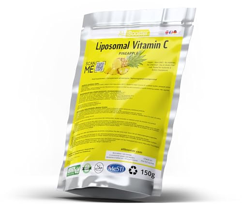 Liposomal vitamin C + pulver av standardiserad ananasextrakt - Pulver 150g 100% naturligt utan tillsatser - För soppa, kaffe, drycker, bakverk
