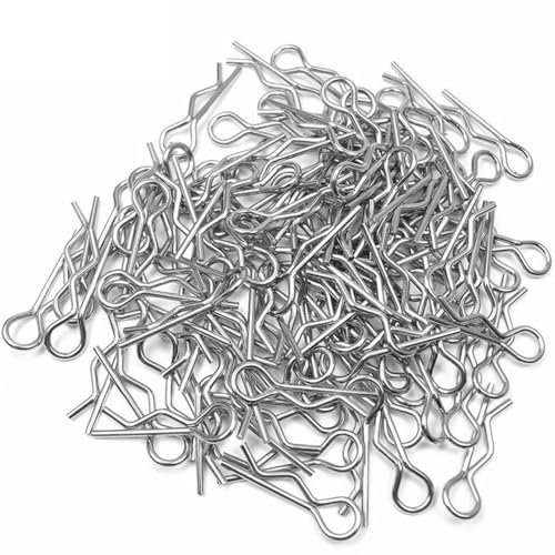 Duroecsain Clip per carrozzeria in Acciaio RC | Clip per carrozzeria Auto Modello RC,1/8 Scala 1/10 Scala 100 Pezzi Pezzi di Ricambio per Veicoli RC Parti di Automobili RC Clip perni