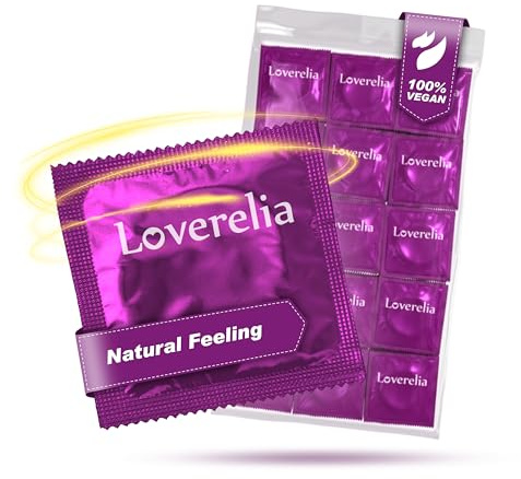 Preservativi Loverelia Natural Feeling-fare l'amore realistico e intenso-vestibilità perfetta e facile da srotolare-lattice di gomma naturale-vegan-real feeling-confezione da 100 (2x50 pezzi)